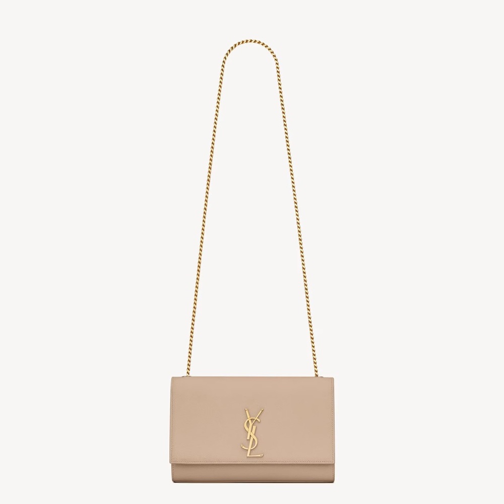 YSL KATE MEDIUM IN GRAIN DE POUDRE EMBOSSED LEATHER
DARK BEIGE